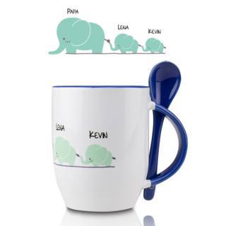 „Elefantenfamilie“ - Löffel-Tasse mit Namen