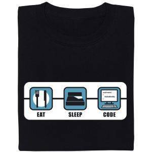 Fair gehandeltes Öko-T-Shirt: Eat Sleep Code
