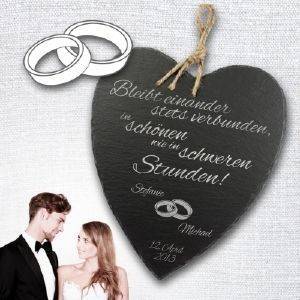 Schieferherz zur Hochzeit - personalisiert